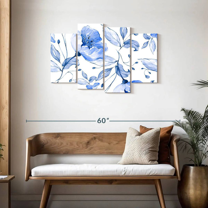 Harnek Blue Spring Flowers, 27" H x 43" W