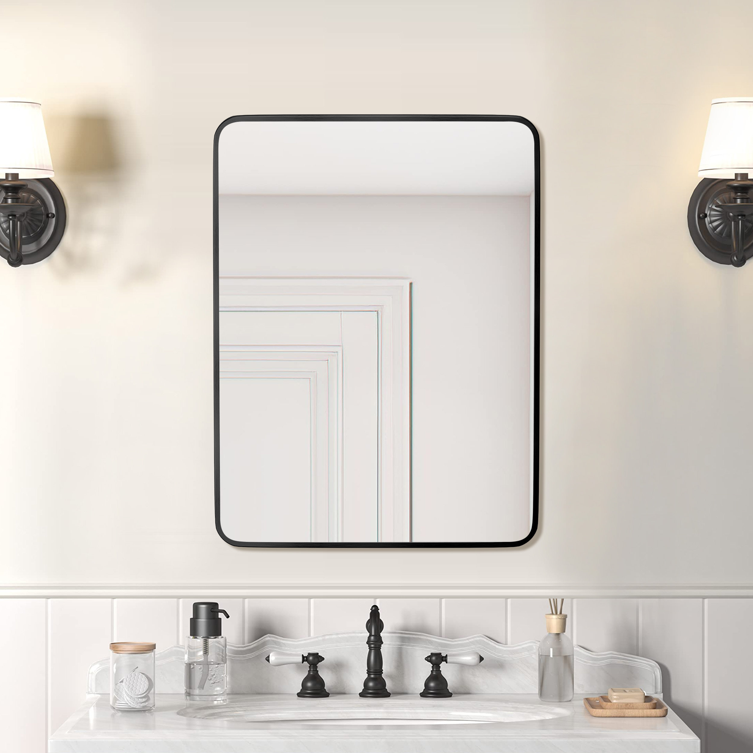 Mercer41 Deckard 32"H x 24"W Modern Minimalist Wall Mounted Rectangular ...