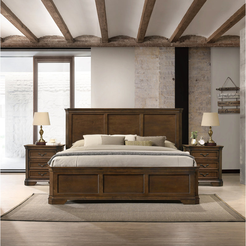 Ensemble de chambre à coucher 3 pièces Traditional, Grand lit 