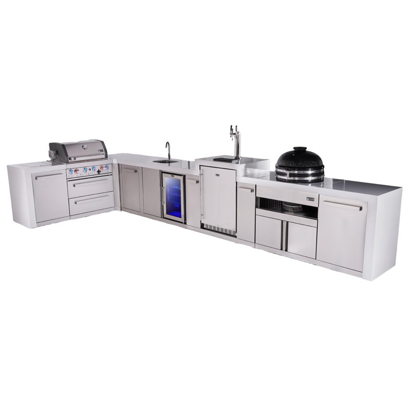 Îlot de cuisine en acier inoxydable de luxe à 4 brûleurs 82 "x161" Mont Alpi Premium