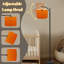  Grande lampe sur pied arc en tissu orange avec abat-jour réglable en lin à 3 couleurs