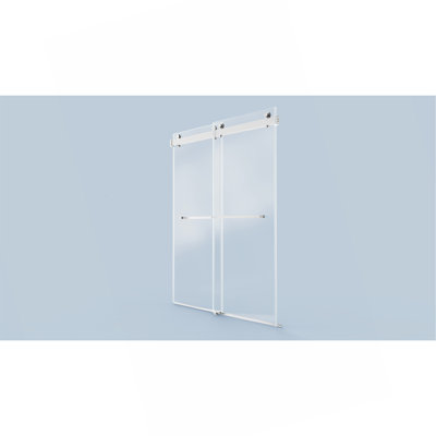 56-60 Inches W *76 Inches H  Frameless Double Sliding Soft-Close Shower Door In Brushed Nickel,3/8 Inches (10Mm) Thick SGCC Tempered Glass  Door
