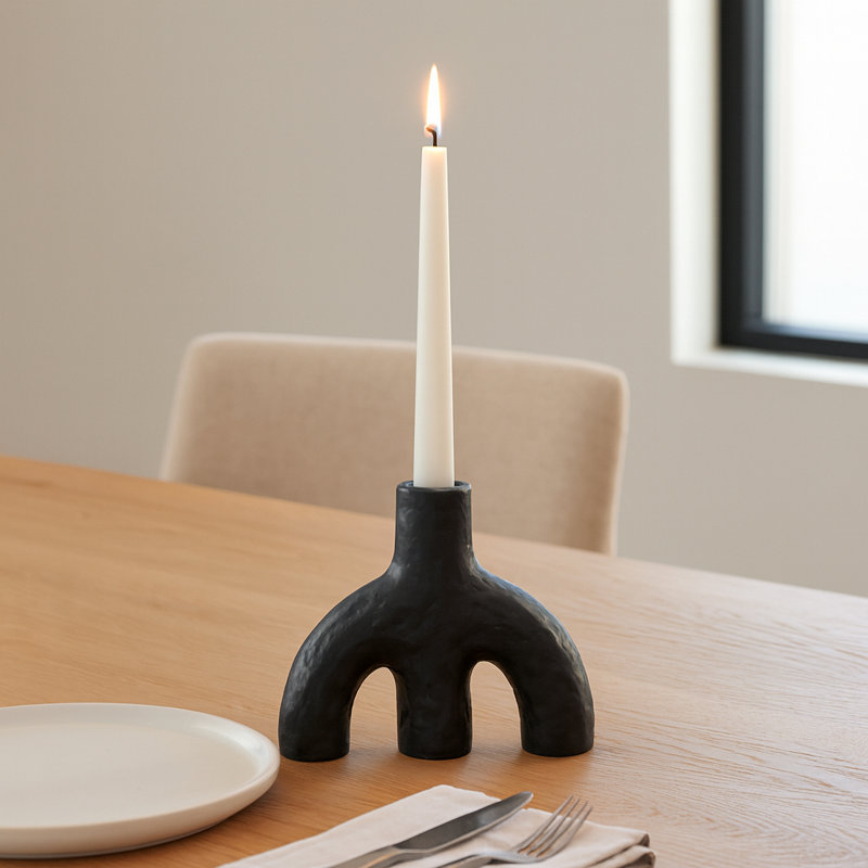 Rotterdam Ceramic Tabletop Candle Holder, 6" H x 7" W x 2" D