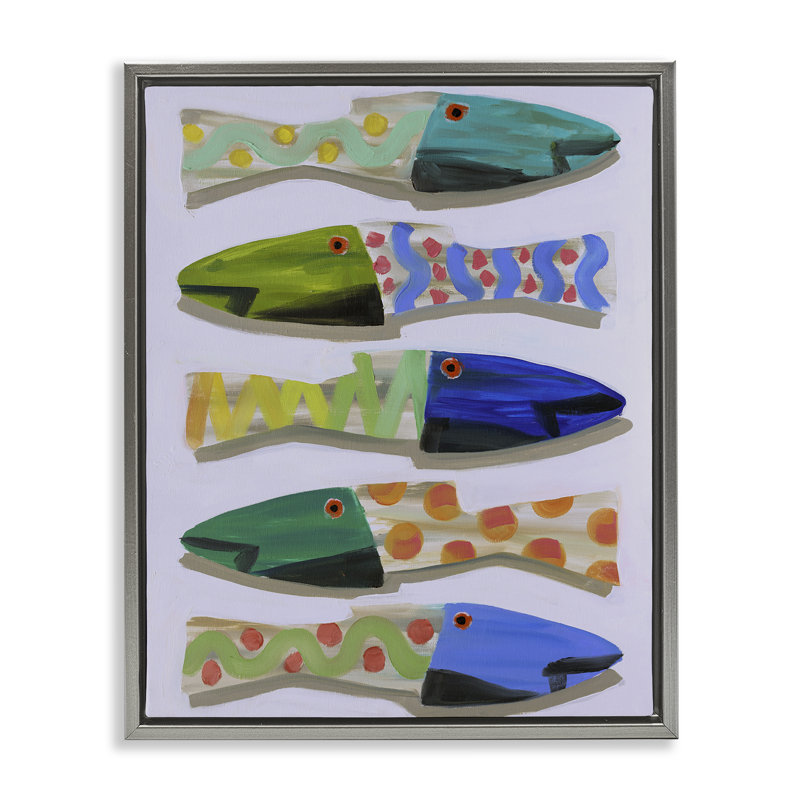 "Wooden Fish Designs", art mural encadré par Jenny Westenhofer, Cadre flottant gris lustré, H 21 po x l 17 po