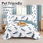 Ensemble de 9 pièces comprenant un couvre-lit et des rideaux matelassés bleu sarcelle à motif plumes, avec 6 panneaux indépendants filtrant la lumière-136866073