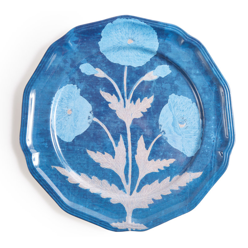 Ensemble de 4 assiettes de pavot bleues