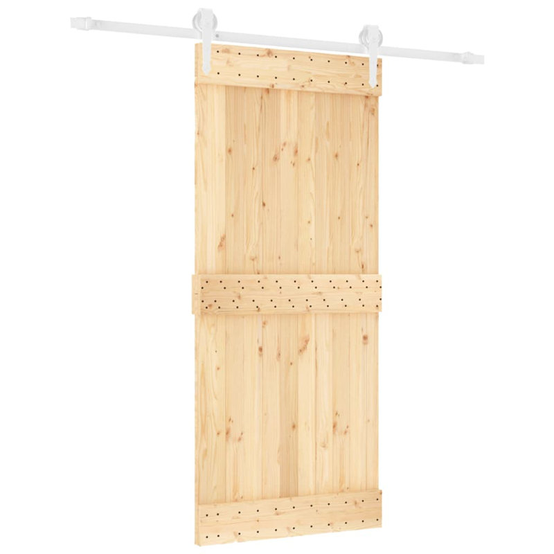 Porte coulissante avec quincaillerie Vidaxl, Noir/naturel, 35,4 po x 82,7 po