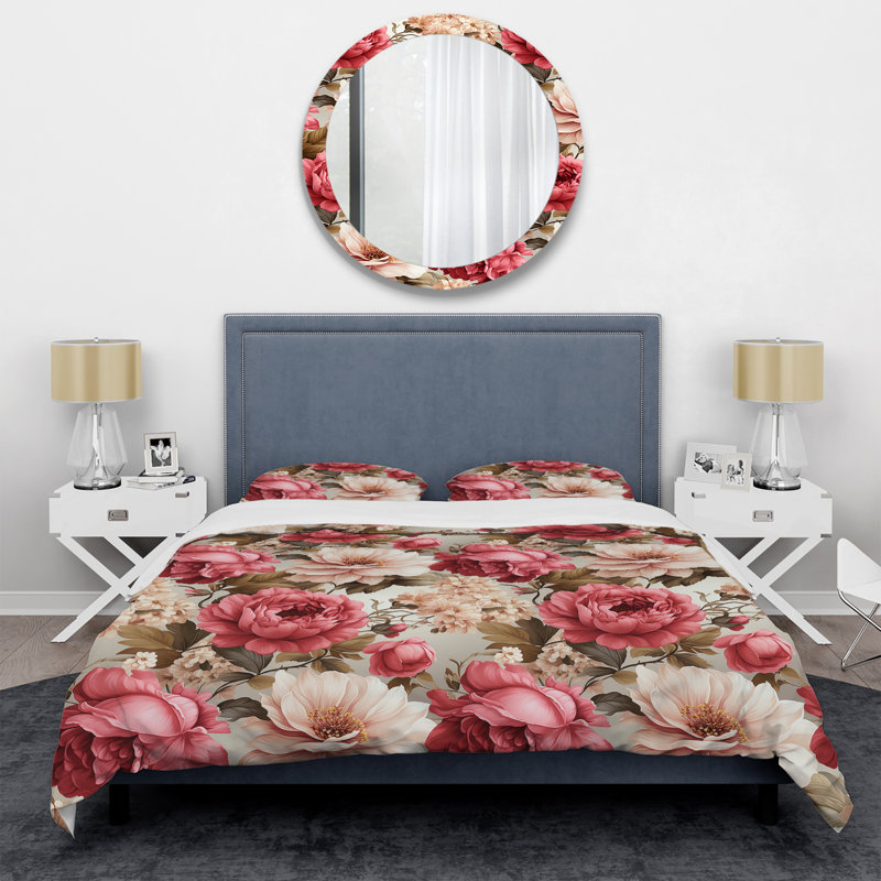 Ensemble de housse de couette Vintage Victorian Roses Victorian, Housse de couette pour grand lit et 2 taies décor