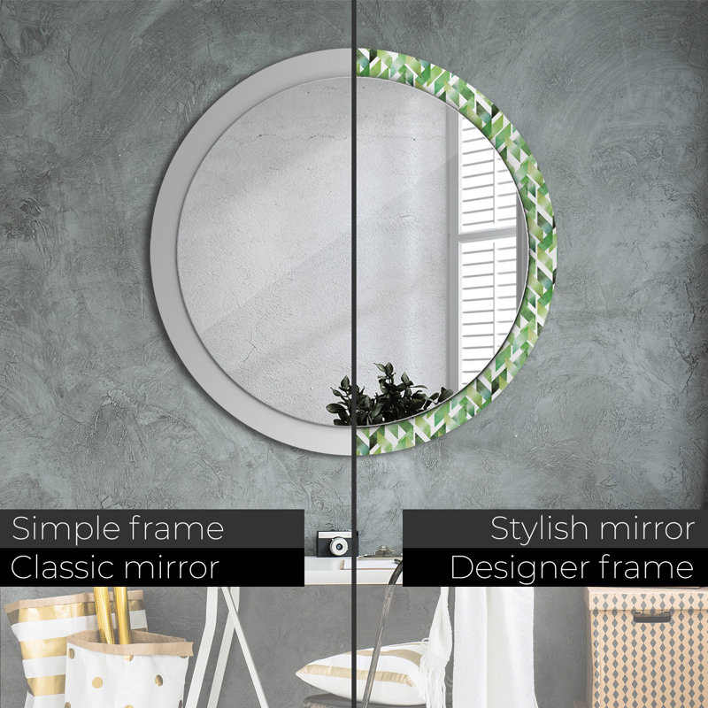 Huldar Glass Flat Wall Mirror, Green/White