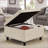 Ottoman, Traditional Large Square Storage with Button Tufting & Nail Trims, Wood Legs, Beige—Living Room/Bedroom | Wood | Solid Wood-633145967