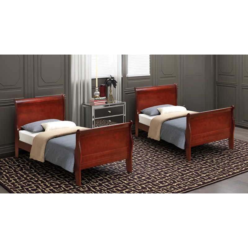Ensemble de 2 lits simples Roskilde Cherry, Cerisier, Lit simple