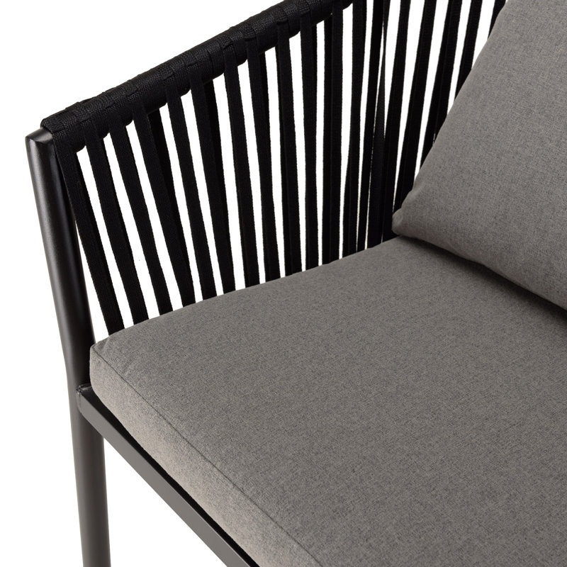 Macedon Patio Dining Armchair with Cushion, Anthracite Grey, Black