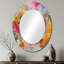 Tourbillon coloré bleu, jaune et orange I - miroir minimaliste, miroir mural unique orange, impression d'art en métal-121387144-121387825