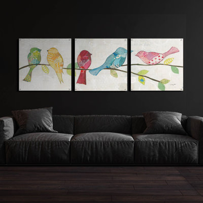 «Catching Up I» par Courtney Prahl, ensemble d'art mural en verre acrylique, 3 pièces