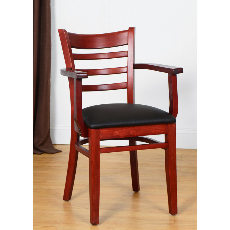 Littles 18'' H Upholstered Beech Arm Chair, Mahogany