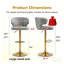 Ensemble de 4 tabourets de bar modernes rotatifs réglables avec dossier en cuir de polyuréthane, chaises de comptoir pivotantes pour îlot de cuisine et salle à manger, finition grise et dorée