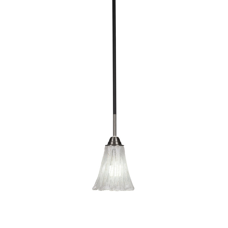 Paramount Stem Hung Pendant Shown In Matte Black & Brushed Nickel Finish With 5.5" Fluted Italian Ice Glass