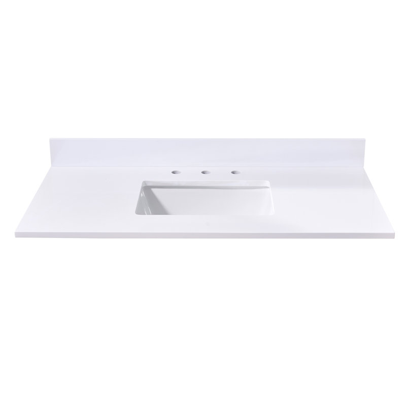 Plateau de meuble-lavabo simple Andalo en blanc neige avec lavabo