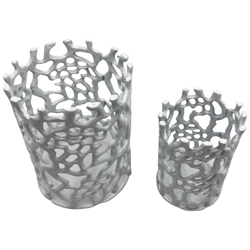 8.5'' H Aluminum Tabletop Votive Holder, White