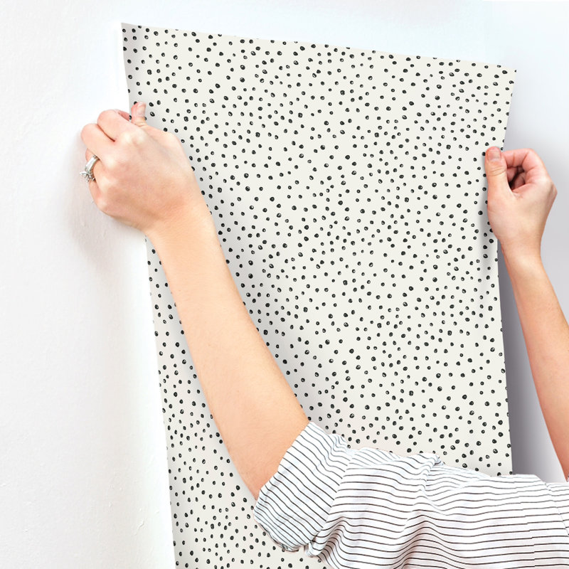 Cassie Gold Petite Polka Wallpaper, Black