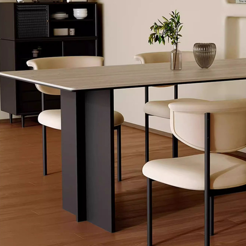 Table de salle à manger en bois et en pierre frittée, H 29,5 po x L 70,80 po x l 31,4 po