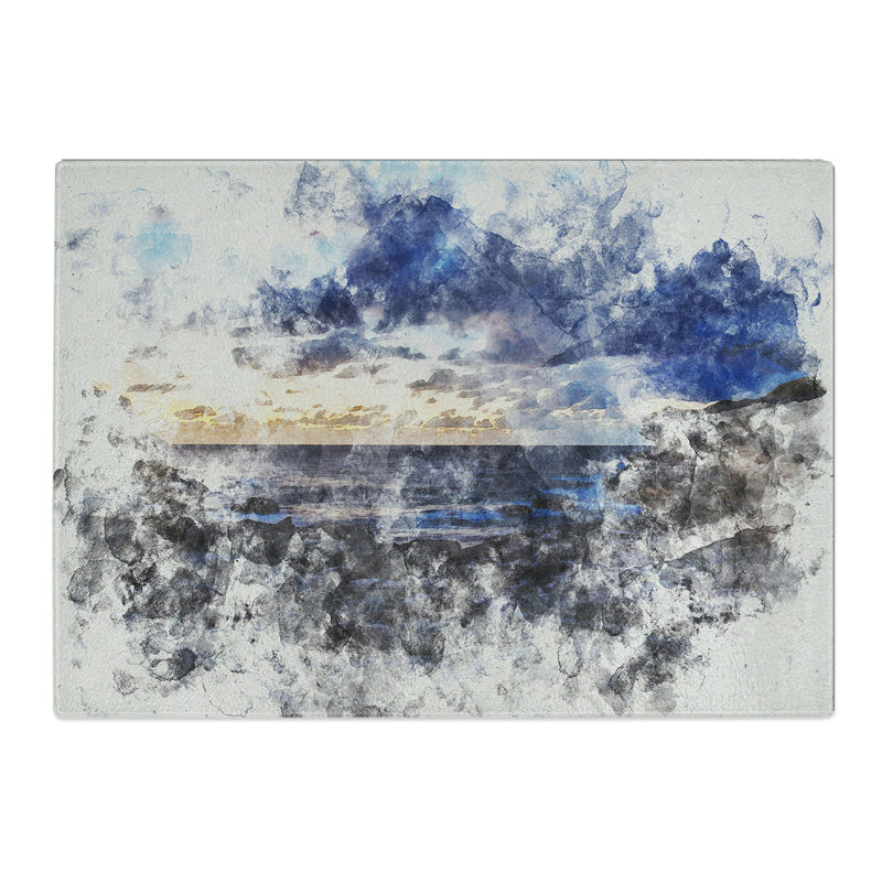 Little Bay in Sydney Watercolour Chopping Board, 28.5cm W x 39cm L