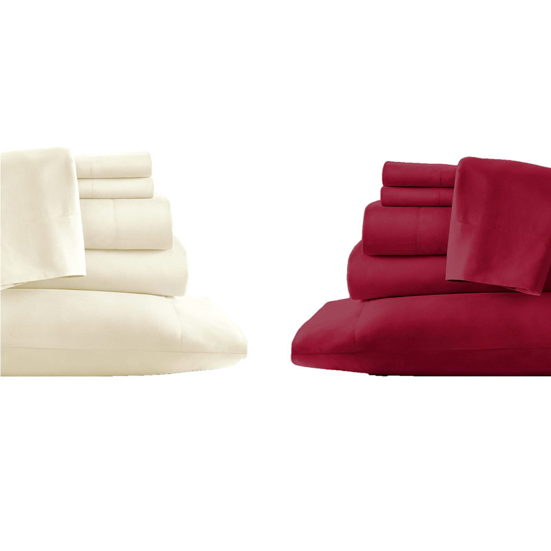  Ensemble de draps 2 pièces en rayonne de bambou 6 pièces, Ensemble de draps pour taille de lit très grand a