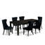 Ensemble de table de salle à manger 7 pièces composé d'une table de cuisine rectangulaire avec rallonge papillon et 6 chaises rembourrées en tissu de polyester, noir