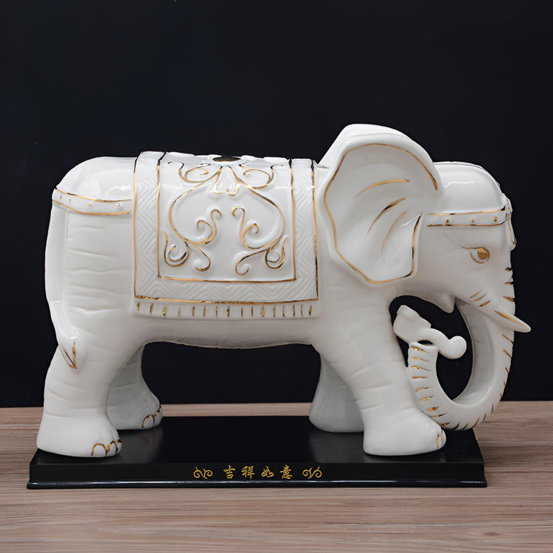 Ornement exquis Lucky Elephant, Blanc / Doré