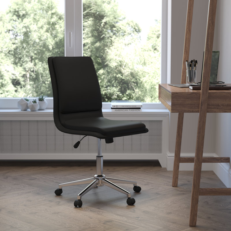 Mid-Back Armless Office Task Chair with Metal 5-Star Base, Black