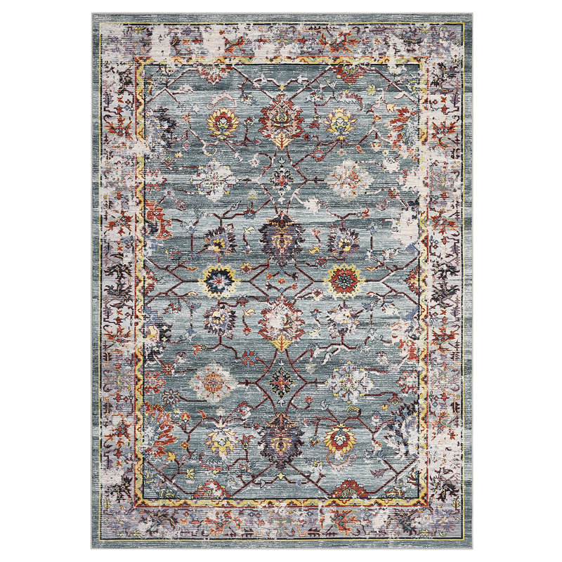 Oriental Machine Washable Area Rug for Living Room Non-Slip Indoor Carpet with Rubber Backing for Bedroom Dining Room Office Farmhouse