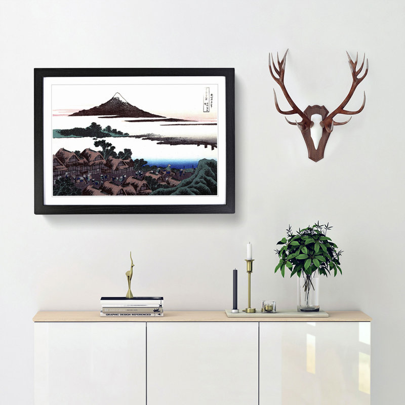 Dawn at Isawa in Kai Province by Katsushika Hokusai - Picture Frame Painting Print, Black Framed, 48cm H x 65cm W x 2cm D