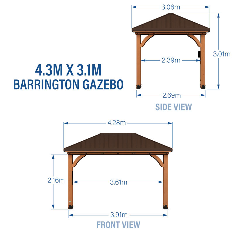 Backyard Discovery Barrington Cedar Patio Gazebo 4.3m x 3m (14ft x 10ft)