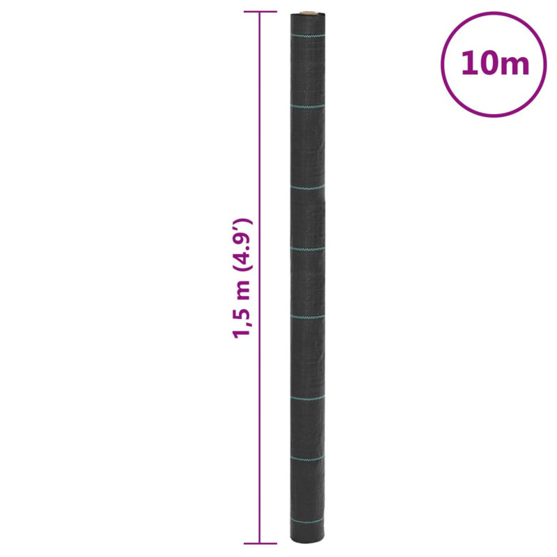  Weed Membrane Black 1.5X150 M PP, 1000cm W x 150cm D
