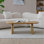 Table basse ovale de 47,24 po avec siège en bois massif, centre de table moderne en bois massif de couleur naturelle, table d'appoint pour salon, petit espace, bureau, facile à assembler
