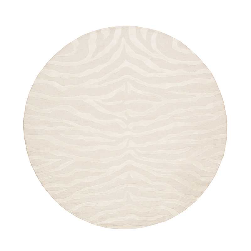Tapis transitionnel crème / ivoire touffeté à la main Edgy, Rond 8 pi 0 po