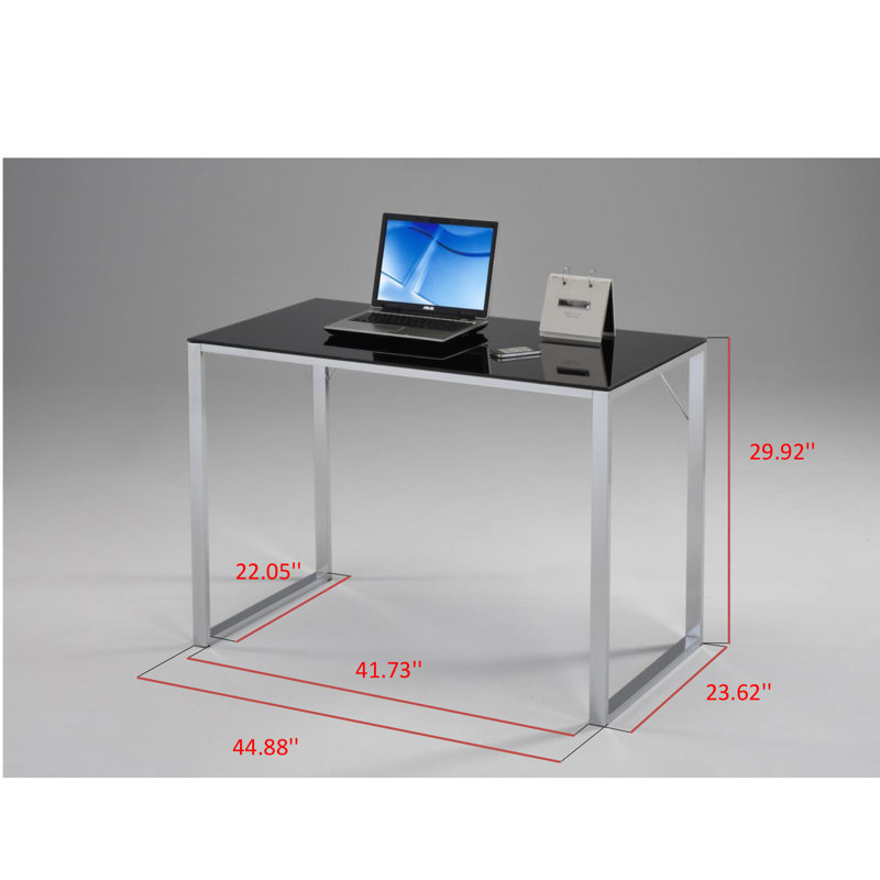 Cular Glass Top Metal Base Writing Desk
