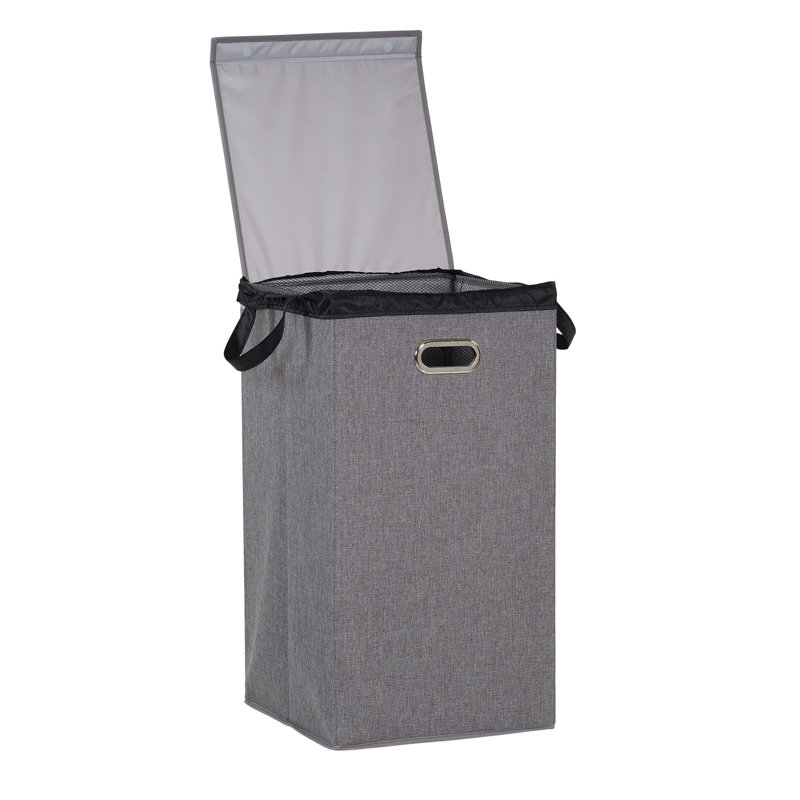 Laundry Hamper with Lid Removable Mesh Liner and Magnetic Closure Cobblestone, Gray