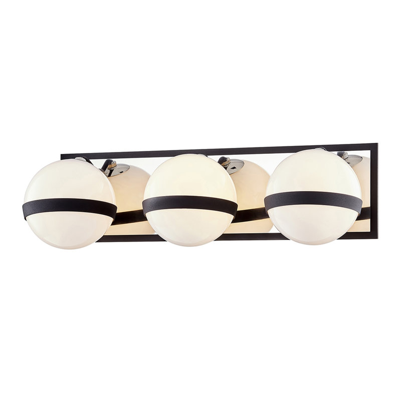 Sleek Textured Black and Polished Nickel 3-Light Vanity