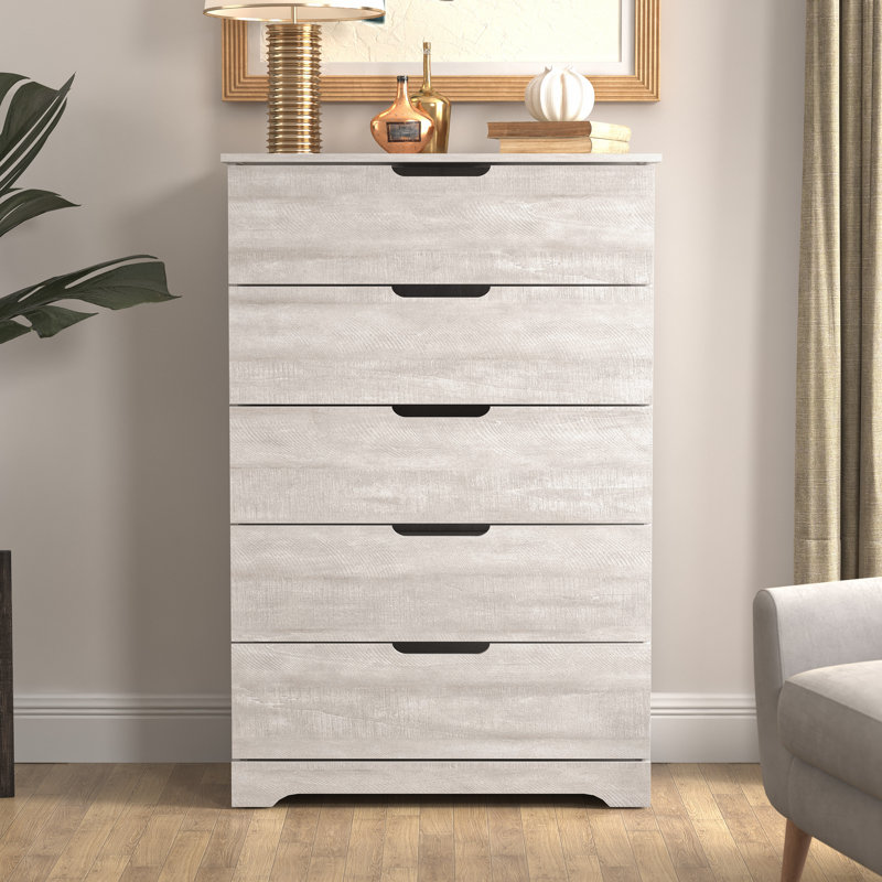 Commode 5 tiroirs l 31,5 po Aroob, Chêne gris cendré
