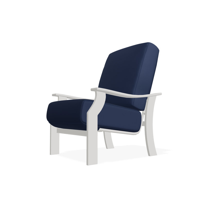St. Catherine Marine Grade Polymer Deep Seating Cushion Arm Chair, Snow, Spectrum Indigo Sunbrella®