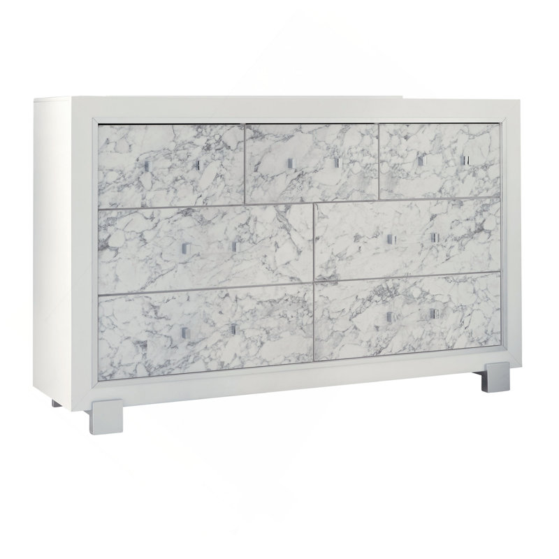 Commode 7 tiroirs minimaliste de luxe - finition marbre