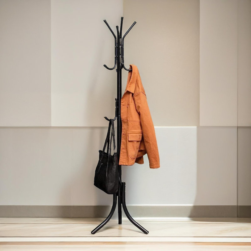Alberdia Metal Freestanding 12- Hook Coat Stand Entryway Hallway Furniture