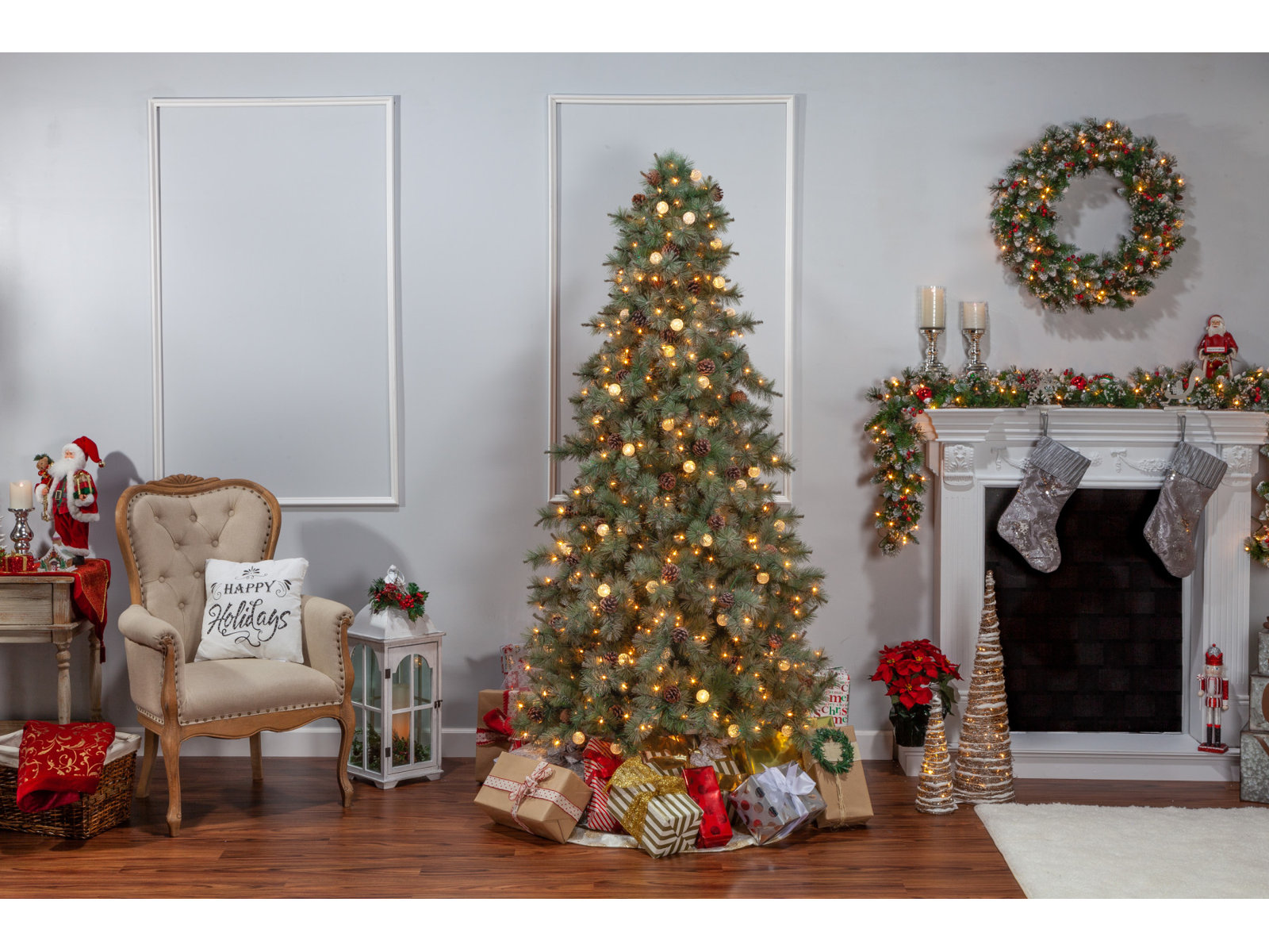 White 7.5' Pre-Lit Fir Christmas Tree