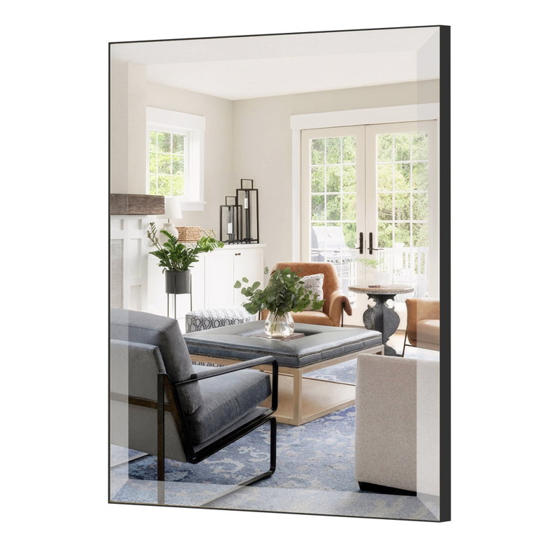 Aluminum Frame Bathroom Vanity Mirror,Tempered Glass Rectangle Wall Mirror, 30" x 36", Black