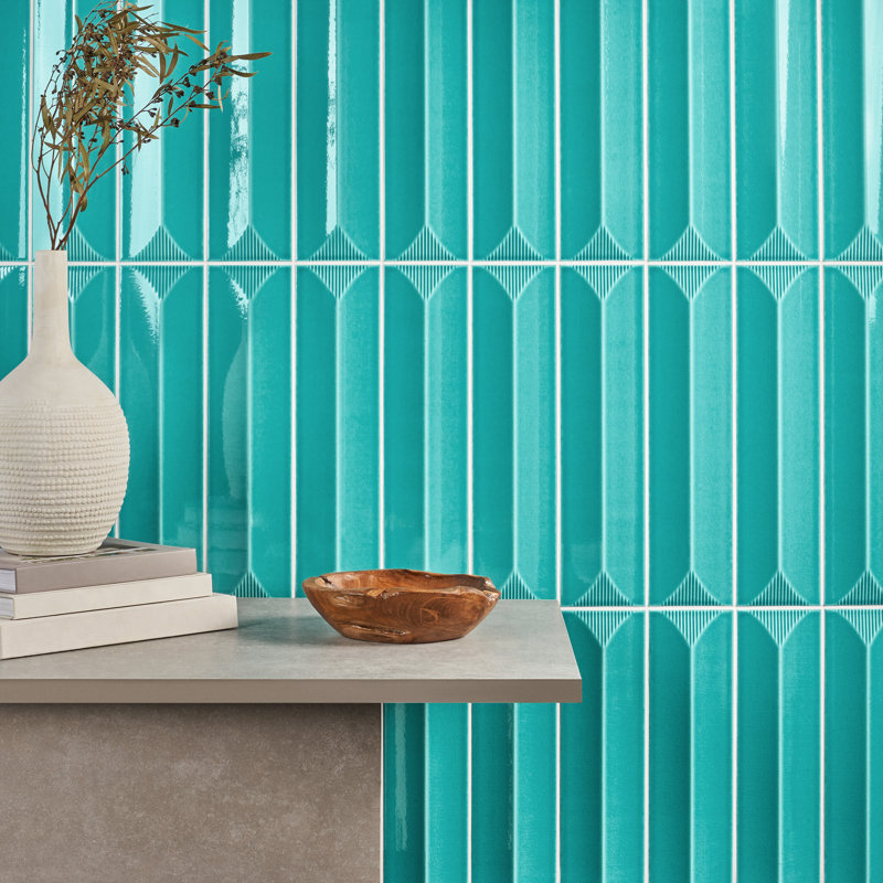 Radiant Inflex 4.43'' W x 17.62'' L Crackled Ceramic Subway Wall Tile (6.53 Sq. Ft. / Case), Teal Green