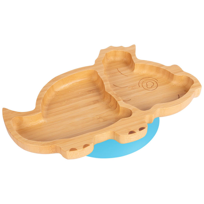 Tiny Dining - Children's Bamboo Suction Dinosaur Plate, Blue
