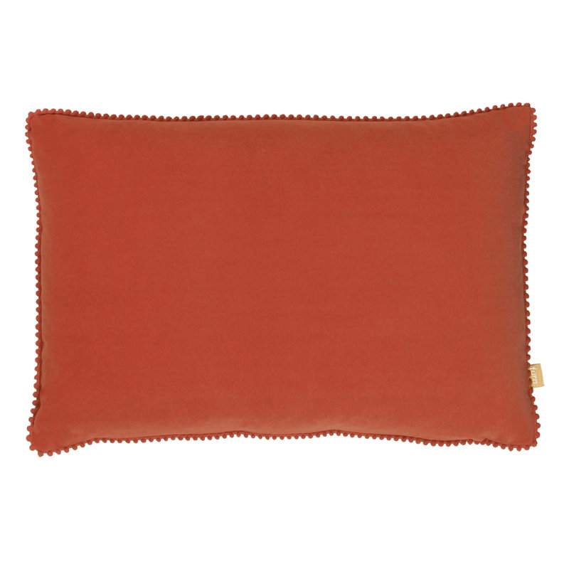 Cosmo Velvet Pom Pom Filled Cushion, Blue, Down