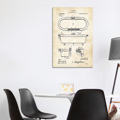 Antique Bath Tub (1916) by Patent77 - Wrapped Canvas Painting