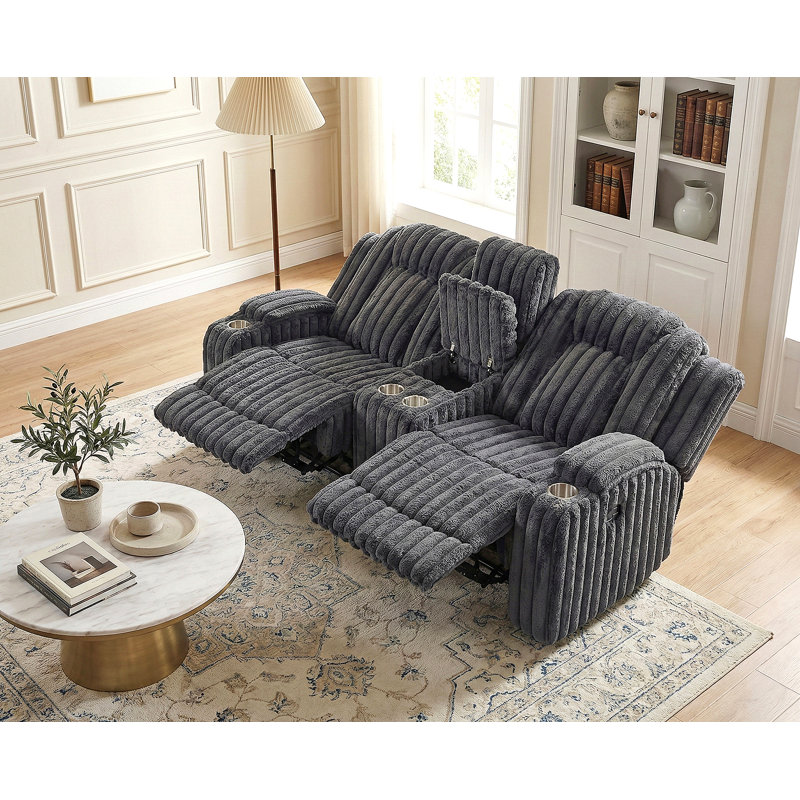 Causeuse inclinable gris foncé avec porte-gobelet à console centrale, Dark Grey